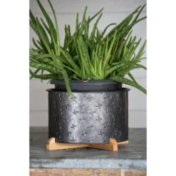 Black Galvanized Metal Planter With Wood Base - Foreside Home & Garden 11 Black Galvanized Metal Planter With Wood Base - Foreside Home & Garden -Eco Haven Store GUEST 931687ef 3e78 4432 8f91 4314345194c6