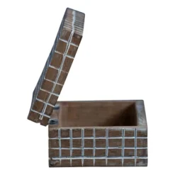 Handcarved Plaid 6x4" Lidded Decorative Wood Storage Box - Foreside Home & Garden -Eco Haven Store GUEST 95ffbdae c69e 467a 9eb6 3fea5386f848