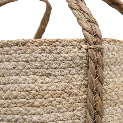 Natural Woven White Seagrass & Rope Basket - Foreside Home & Garden 5 Natural Woven White Seagrass & Rope Basket - Foreside Home & Garden - Image 3
