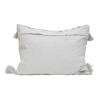 14x22 Inches Hand Woven Blue Polyester With Polyester Fill Pillow - Foreside Home & Garden 4 14x22 Inches Hand Woven Blue Polyester With Polyester Fill Pillow - Foreside Home & Garden - Image 2