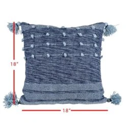 Blue With Corner Tassels 18X18 Hand Woven Filled Outdoor Pillow - Foreside Home & Garden -Eco Haven Store GUEST 96e55924 9f3d 42db 9aad a3efabe947ab