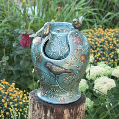 Blue Verdigris Bird Indoor Water Fountain With LED Light And Pump - Foreside Home & Garden 7 Blue Verdigris Bird Indoor Water Fountain With LED Light And Pump - Foreside Home & Garden - Image 5