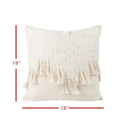 Cream Alternating Fringe 18X18 Hand Woven Filled Pillow - Foreside Home & Garden 9 Cream Alternating Fringe 18X18 Hand Woven Filled Pillow - Foreside Home & Garden -Eco Haven Store GUEST 98510fc3 0a93 447c 8c12 c4fde756f961