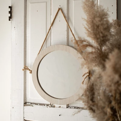 Natural Hanging Mirror With Rope - Foreside Home & Garden 3 Natural Hanging Mirror With Rope - Foreside Home & Garden