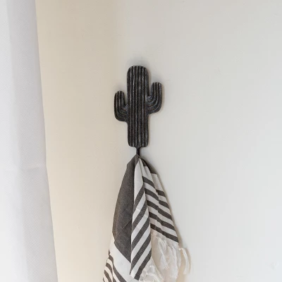 Cactus Wall Hook Black Cast Iron By Foreside Home & Garden 3 Cactus Wall Hook Black Cast Iron By Foreside Home & Garden