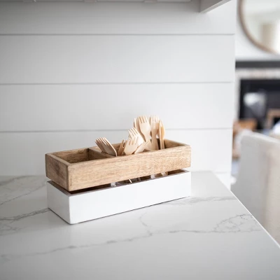 White Wood Caddy - Foreside Home & Garden 7 White Wood Caddy - Foreside Home & Garden - Image 5