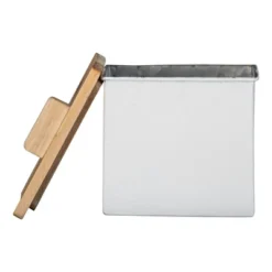 White Enamel Metal Lidded Decorative Storage Canister - Foreside Home & Garden -Eco Haven Store GUEST a19ad3f1 2f3c 4215 a30e 32ac5a118662