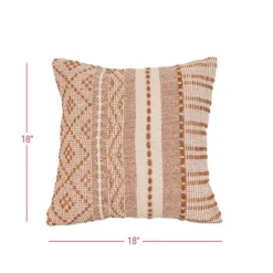 18x18" Hand Woven Rust Geo Stripe Outdoor Pillow Polyester With Polyester Fill By Foreside Home & Garden 11 18x18" Hand Woven Rust Geo Stripe Outdoor Pillow Polyester With Polyester Fill By Foreside Home & Garden -Eco Haven Store GUEST a2385151 5035 49d2 a5bd 7300468ca28b