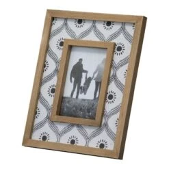 White Floral Pattern Canvas 4x6 Inch Wood Decorative Picture Frame - Foreside Home & Garden