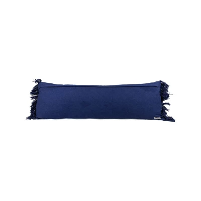 Blue With Navy Fringe 14X36 Hand Woven Filled Pillow - Foreside Home & Garden 4 Blue With Navy Fringe 14X36 Hand Woven Filled Pillow - Foreside Home & Garden - Image 2