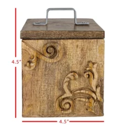 Scroll Carved Trinket Box Mango Wood & Metal - Foreside Home & Garden -Eco Haven Store GUEST a65a84c4 e619 429c b22f 30881f2f4d13