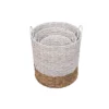 Set Of 3 Natural Water Hyacinth Decorative Storage Baskets With Handles