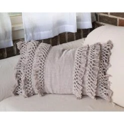 Gray Hand Woven 14x22" Decorative Cotton Throw Pillow With Hand Braided Tassels - Foreside Home & Garden -Eco Haven Store GUEST a92d5e29 02b8 4601 b68e 8c75e475e0f9