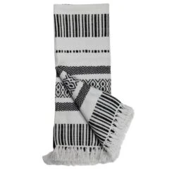 Boho Pattern Hand Woven 50 X 60 Inch Outdoor Safe Throw Blanket With Hand Tied Tassels - Foreside Home & Garden