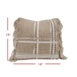 18x18 Inches Hand Woven Natural Jute & Cotton With Polyester Fill Pillow - Foreside Home & Garden -Eco Haven Store GUEST ab8ec630 0bad 435e b6c2 2b909932a14a
