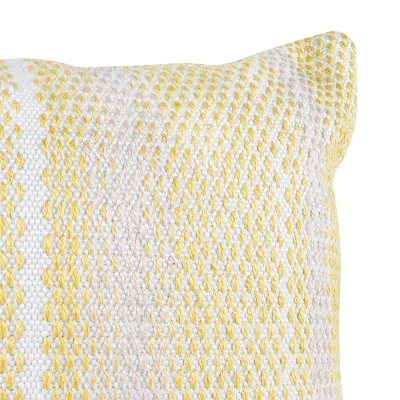 Yellow & Gray 14X22 Hand Woven Filled Outdoor Pillow - Foreside Home & Garden 5 Yellow & Gray 14X22 Hand Woven Filled Outdoor Pillow - Foreside Home & Garden - Image 3