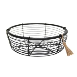 Black Metal & Jute Fruit Basket - Foreside Home & Garden
