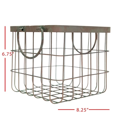 Patina Metal Basket - Foreside Home & Garden 7 Patina Metal Basket - Foreside Home & Garden - Image 5