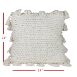 Pulled Knot White 24X24 Hand Woven Filled Pillow - Foreside Home & Garden -Eco Haven Store GUEST b18e161d e8b1 4417 bfce 6941ee4a1163