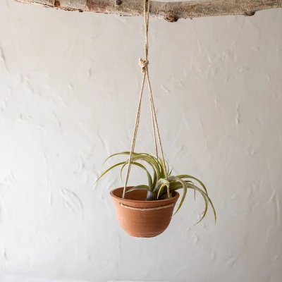Wide Terracotta & Jute Hanging Planter - Foreside Home & Garden 3 Wide Terracotta & Jute Hanging Planter - Foreside Home & Garden