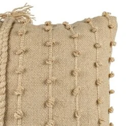 Tan Pulled Knot 18X18 Hand Woven Filled Outdoor Pillow - Foreside Home & Garden -Eco Haven Store GUEST b336f10f 1e12 43ec a570 ec897db0ced0
