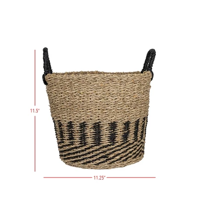 Black Basket Woven Seagrass & Rope By Foreside Home & Garden 8 Black Basket Woven Seagrass & Rope By Foreside Home & Garden - Image 6