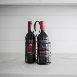 Black Metal Wine Bottle Caddy - Foreside Home & Garden -Eco Haven Store GUEST b40b908c e233 47df 9a9e 1b4bfc651aab