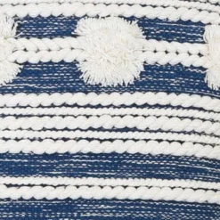 Blue And White Hand Woven 20 X 20 Inch Decorative Cotton Throw Pillow Cover With Insert And Hand Tied Braiding, Pom-Poms And Tassels - Foreside Home & 10 Blue And White Hand Woven 20 X 20 Inch Decorative Cotton Throw Pillow Cover With Insert And Hand Tied Braiding, Pom-Poms And Tassels - Foreside Home & -Eco Haven Store GUEST b4d9b5ed 5061 4234 8cab f5bdff6d765a