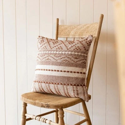 18x18" Hand Woven Rust Geo Stripe Outdoor Pillow Polyester With Polyester Fill By Foreside Home & Garden 3 18x18" Hand Woven Rust Geo Stripe Outdoor Pillow Polyester With Polyester Fill By Foreside Home & Garden