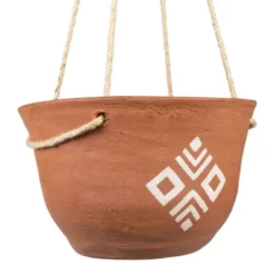 White Geo Accent Terracotta & Jute Hanging Planter - Foreside Home & Garden -Eco Haven Store GUEST b6d04401 53fc 4374 8100 bffe153c436d