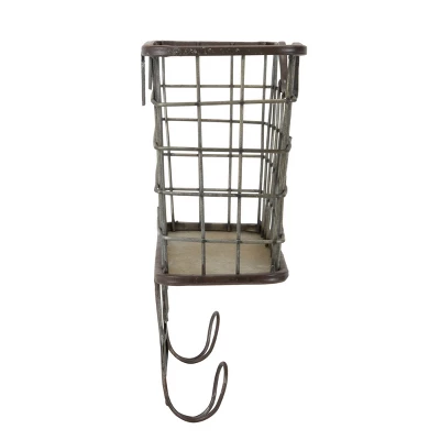 Rustic Distressed Wire Metal Hanging Wall Mail Pocket - Foreside Home & Garden 4 Rustic Distressed Wire Metal Hanging Wall Mail Pocket - Foreside Home & Garden - Image 2