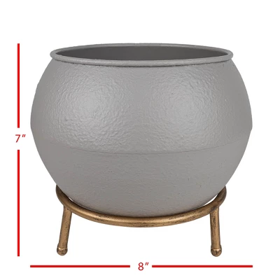 Footed 2-Piece Planter Gray Metal - Foreside Home & Garden 5 Footed 2-Piece Planter Gray Metal - Foreside Home & Garden - Image 3