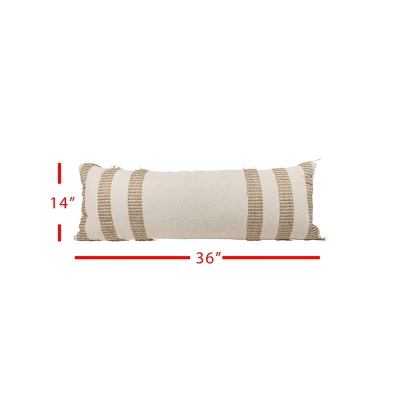 Tan Outer Striped 14X36 Hand Woven Filled Pillow - Foreside Home & Garden 6 Tan Outer Striped 14X36 Hand Woven Filled Pillow - Foreside Home & Garden - Image 4