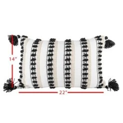 Black Tassels, Tan Striped 14X22 Hand Woven Filled Outdoor Pillow - Foreside Home & Garden 10 Black Tassels, Tan Striped 14X22 Hand Woven Filled Outdoor Pillow - Foreside Home & Garden -Eco Haven Store GUEST b9b91467 0b70 4ab6 9aa6 6319fa33e200