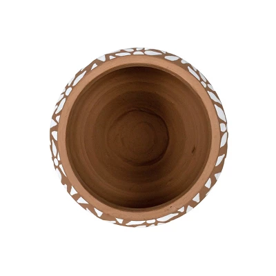 White Floral Terracotta Planter By Foreside Home & Garden 6 White Floral Terracotta Planter By Foreside Home & Garden - Image 4