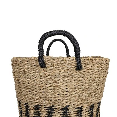 Black Basket Woven Seagrass & Rope By Foreside Home & Garden 7 Black Basket Woven Seagrass & Rope By Foreside Home & Garden - Image 5