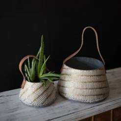 Set Of 2 Brass Metal & Leather Baskets - Foreside Home & Garden 11 Set Of 2 Brass Metal & Leather Baskets - Foreside Home & Garden -Eco Haven Store GUEST be89f4fb e94e 462d 8d6e f58b1bf5b2d3