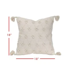 White Diamond Pattern Hand Woven 18x18" Cotton Decorative Throw Pillow With Hand Tied Tassels - Foreside Home & Garden 8 White Diamond Pattern Hand Woven 18x18" Cotton Decorative Throw Pillow With Hand Tied Tassels - Foreside Home & Garden -Eco Haven Store GUEST c00e6572 4c81 431d a293 6196775b058f