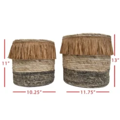 Set Of 2 Natural Woven Natural Corn Husk & Faux Raffia Basket - Foreside Home & Garden 14 Set Of 2 Natural Woven Natural Corn Husk & Faux Raffia Basket - Foreside Home & Garden -Eco Haven Store GUEST c032937b 73cd 4991 85c1 d5ac50217a1d