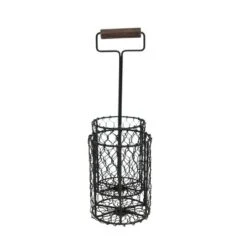 Black Metal & Wood Wine Bottle Caddy - Foreside Home & Garden