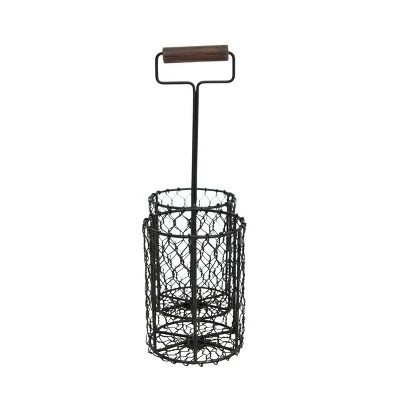 Black Metal & Wood Wine Bottle Caddy - Foreside Home & Garden 3 Black Metal & Wood Wine Bottle Caddy - Foreside Home & Garden