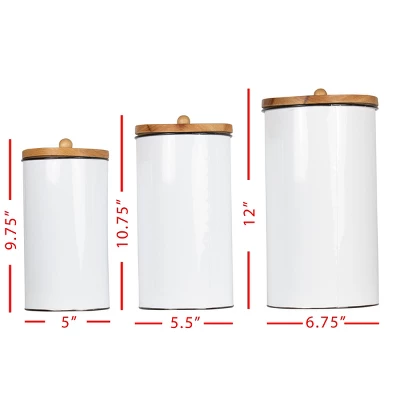 Set Of 3 White Enamel Metal Lidded Decorative Storage Canisters - Foreside Home & Garden 7 Set Of 3 White Enamel Metal Lidded Decorative Storage Canisters - Foreside Home & Garden - Image 5