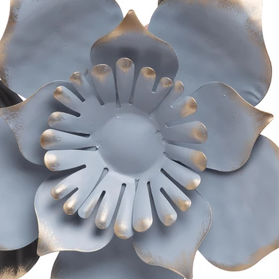 11 X 11.25 Inch Blue Metal Layered Flower Wall Décor - Foreside Home & Garden 6 11 X 11.25 Inch Blue Metal Layered Flower Wall Décor - Foreside Home & Garden - Image 4
