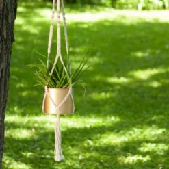 Macrame Hanging Planter With Gold Metal Planter Pot - Foreside Home & Garden -Eco Haven Store GUEST c0f34fef 3779 466b b350 a81c8f5f7a99