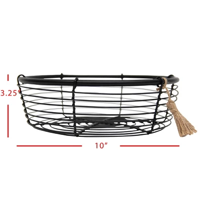 Black Metal & Jute Fruit Basket - Foreside Home & Garden 5 Black Metal & Jute Fruit Basket - Foreside Home & Garden - Image 3