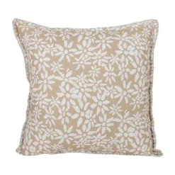 18X18 Inch Hand Woven Floral Outdoor Pillow Tan Polyester With Polyester Fill By Foreside Home & Garden 8 18X18 Inch Hand Woven Floral Outdoor Pillow Tan Polyester With Polyester Fill By Foreside Home & Garden -Eco Haven Store GUEST c2480ceb 0286 4664 b6ee 53814e36549b
