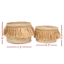 Set Of 2 Natural Woven Natural Seagrass & Faux Raffia Basket - Foreside Home & Garden -Eco Haven Store GUEST c287be9f 38b3 4178 a6d0 404efdc7b5e4
