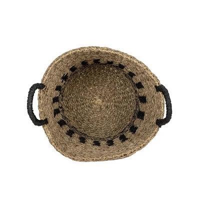 Black Basket Woven Seagrass & Rope By Foreside Home & Garden 5 Black Basket Woven Seagrass & Rope By Foreside Home & Garden - Image 3