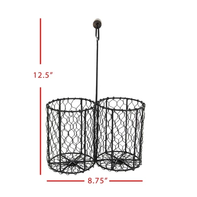 Black Metal & Wood Wine Bottle Caddy - Foreside Home & Garden 7 Black Metal & Wood Wine Bottle Caddy - Foreside Home & Garden - Image 5