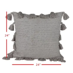 Pulled Knot Gray 24X24 Hand Woven Filled Pillow - Foreside Home & Garden -Eco Haven Store GUEST c48b471e efa3 4454 b642 d98310ae0349